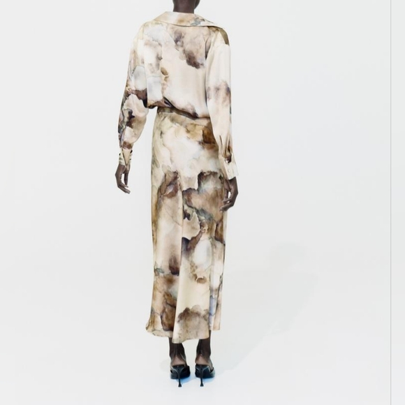 ZARA SATIN TIE-DYE SKIRT - Picture 4 of 7